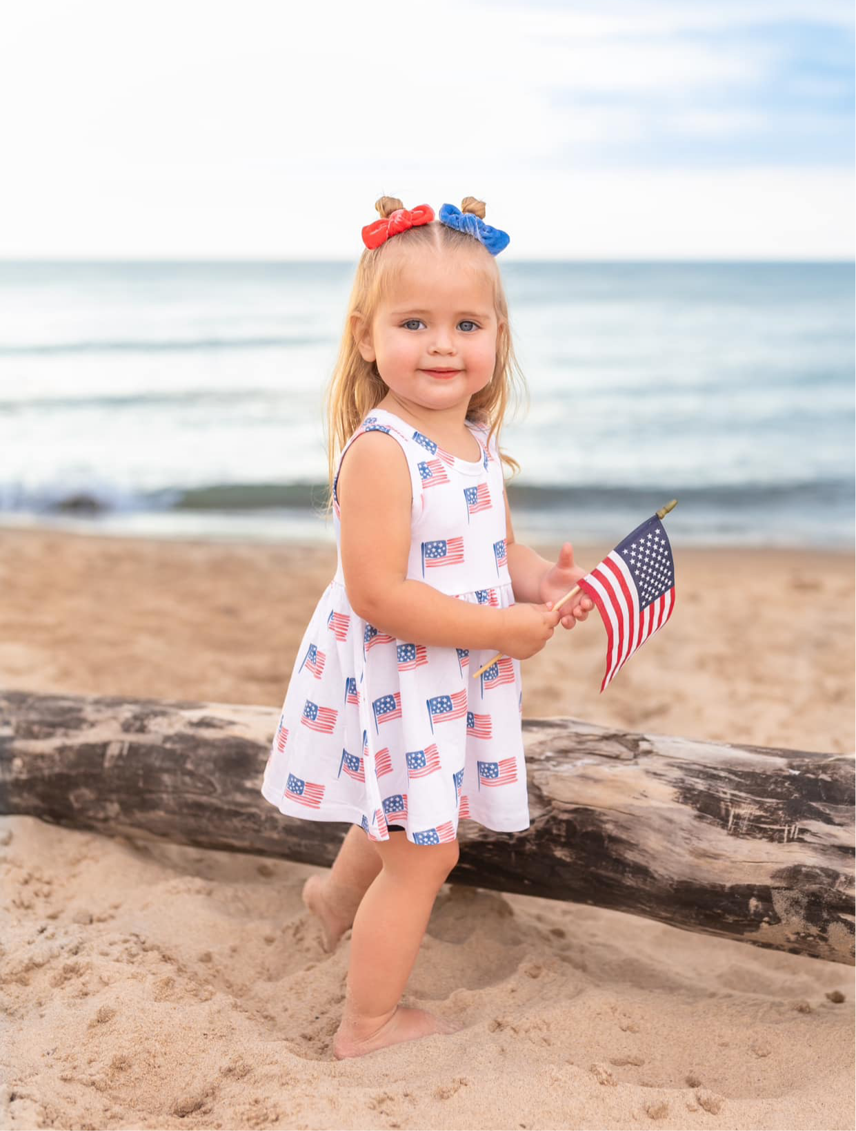 4th of July Flag Print Bamboo Peplum Top & Bike Shorts