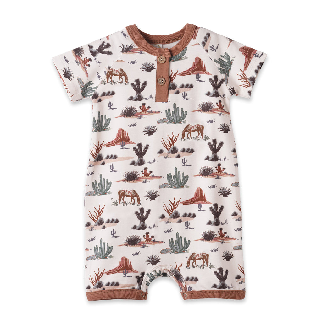Baby Boy Shorty Romper – Bamboo Cactus Trails Henley Outfit