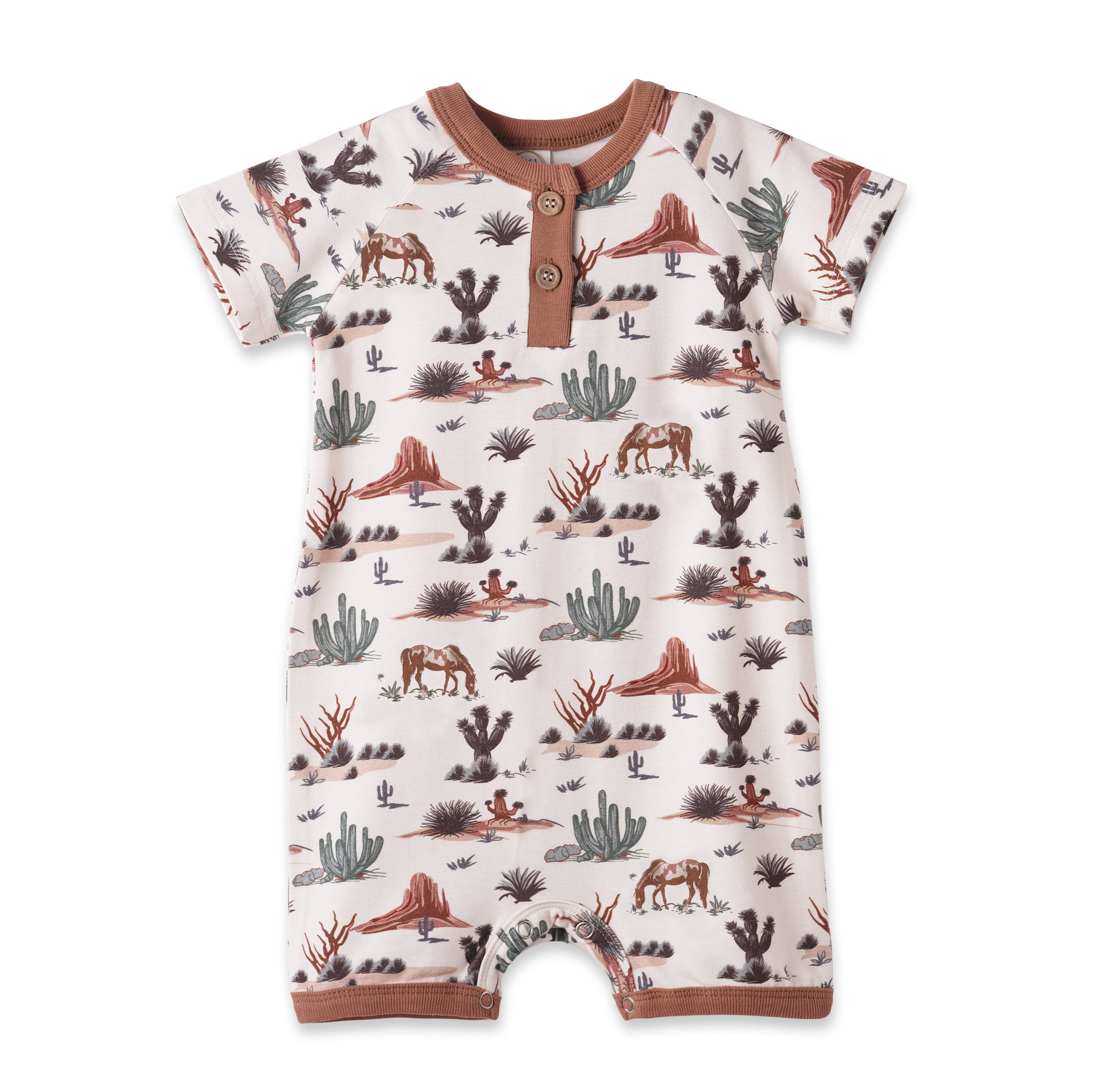 Baby Boy Shorty Romper – Bamboo Cactus Trails Henley Outfit