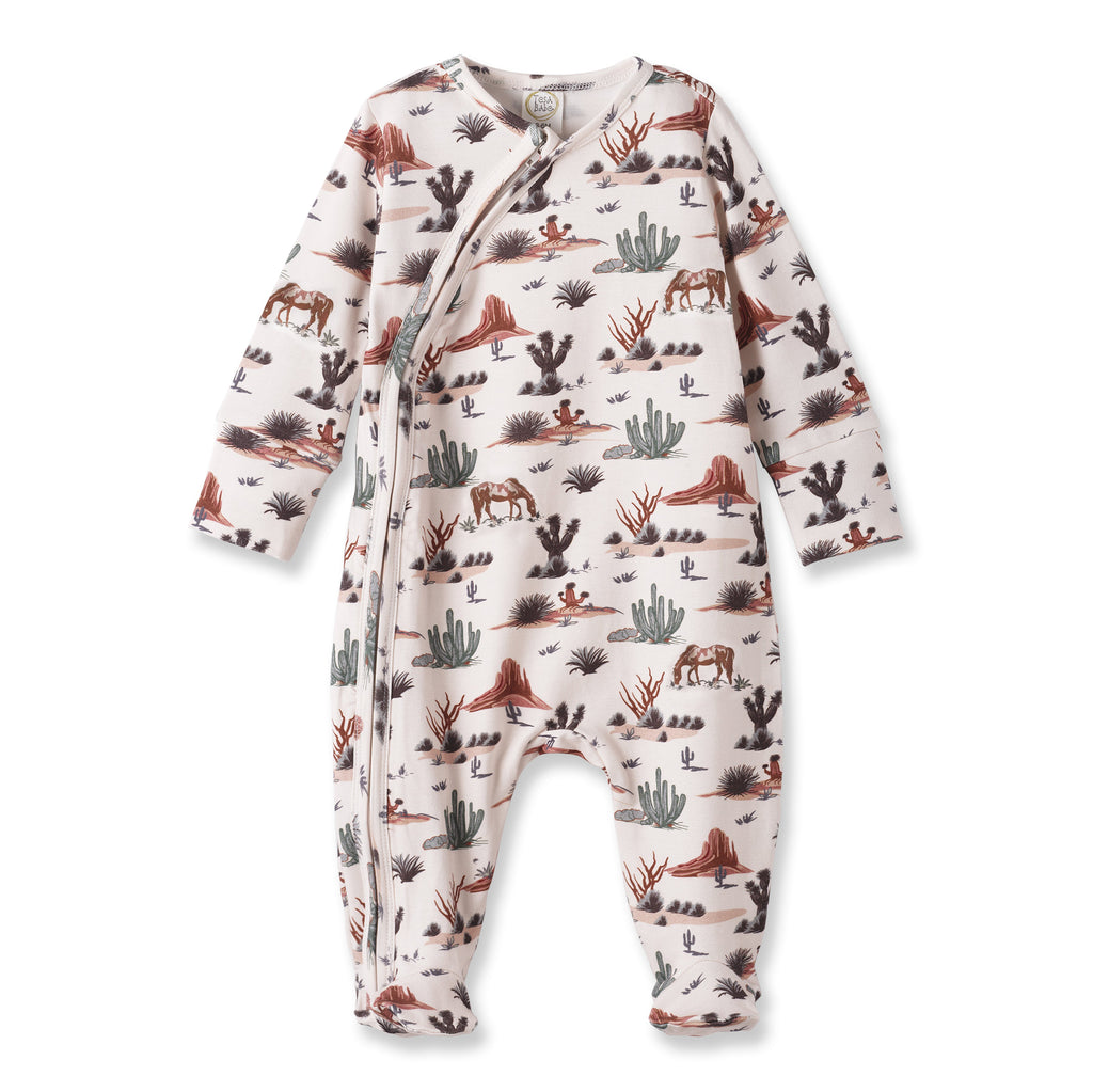 Baby Zipper Romper – Soft Bamboo Cactus Trails Pajamas