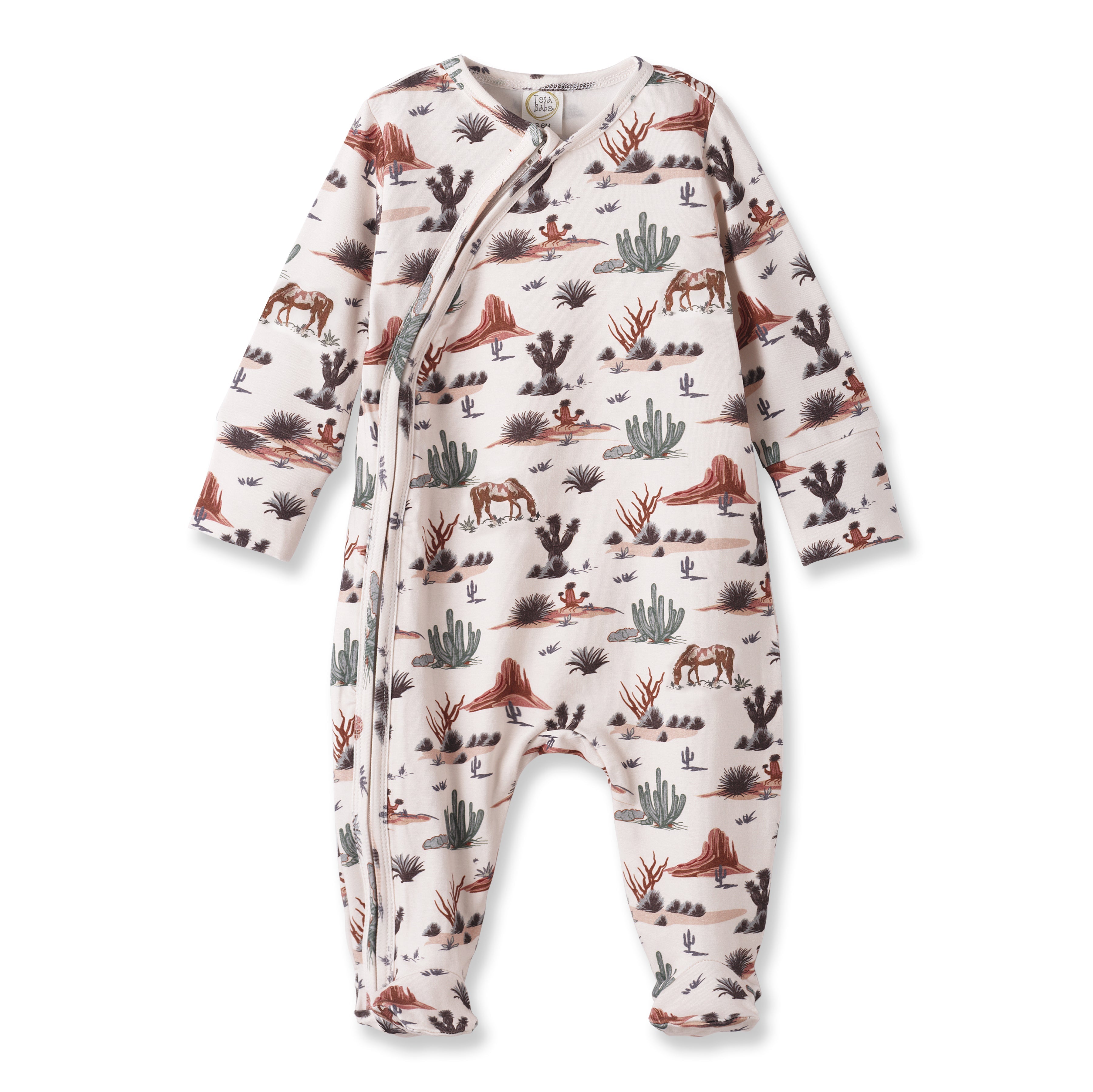 Baby Zipper Romper – Soft Bamboo Cactus Trails Pajamas