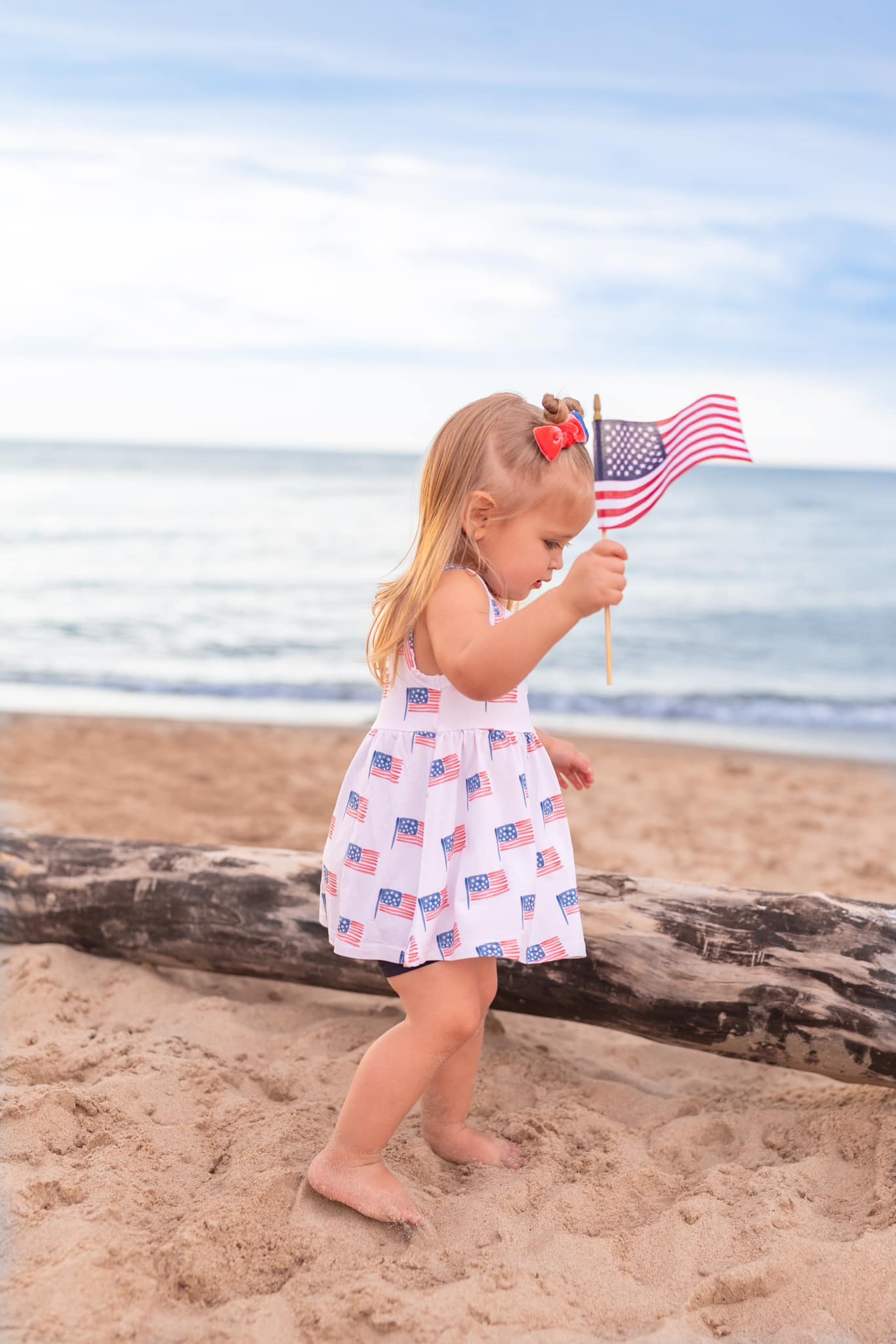 4th of July Flag Print Bamboo Peplum Top & Bike Shorts