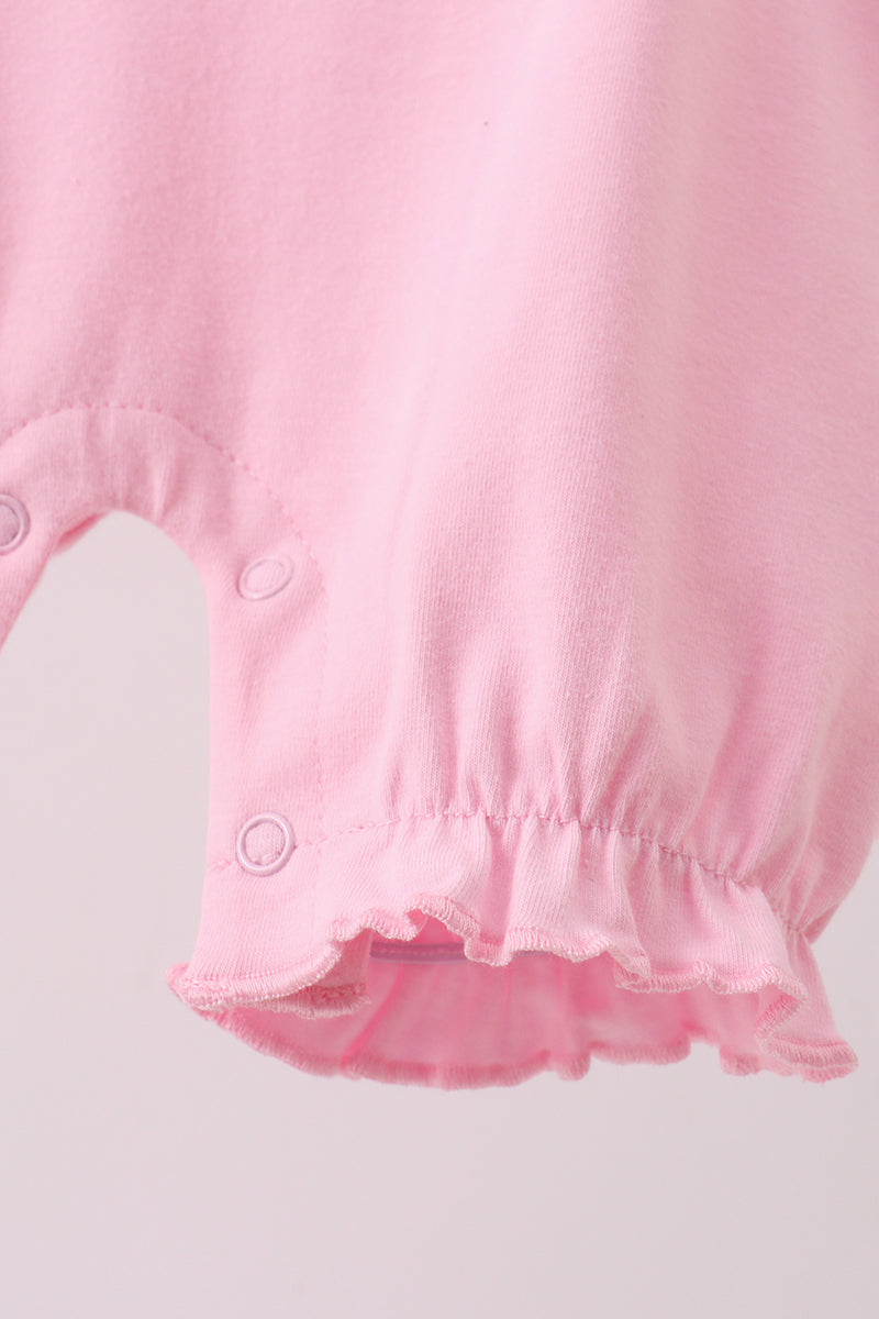 Pink ghost pumpkin embroidery romper