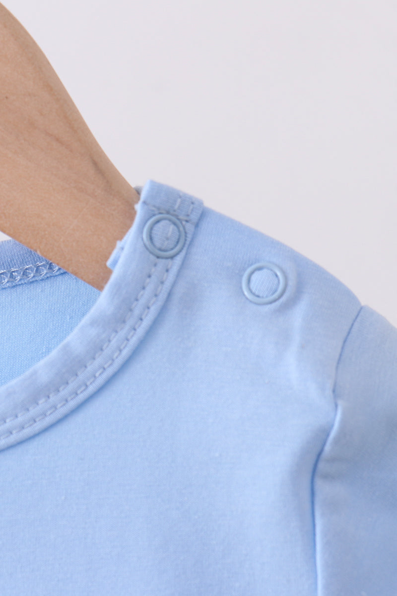 Blue ghost pumpkin embroidery romper
