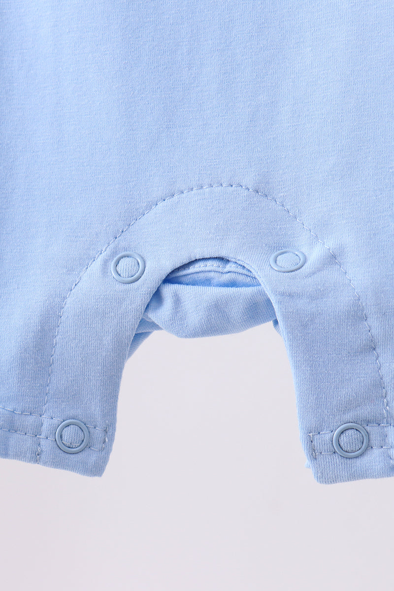 Blue ghost pumpkin embroidery romper