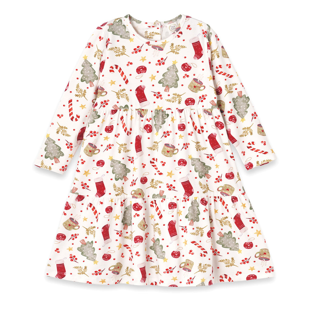 Girls’ Christmas Dress – Bamboo Holiday Tiered Twirl Dress