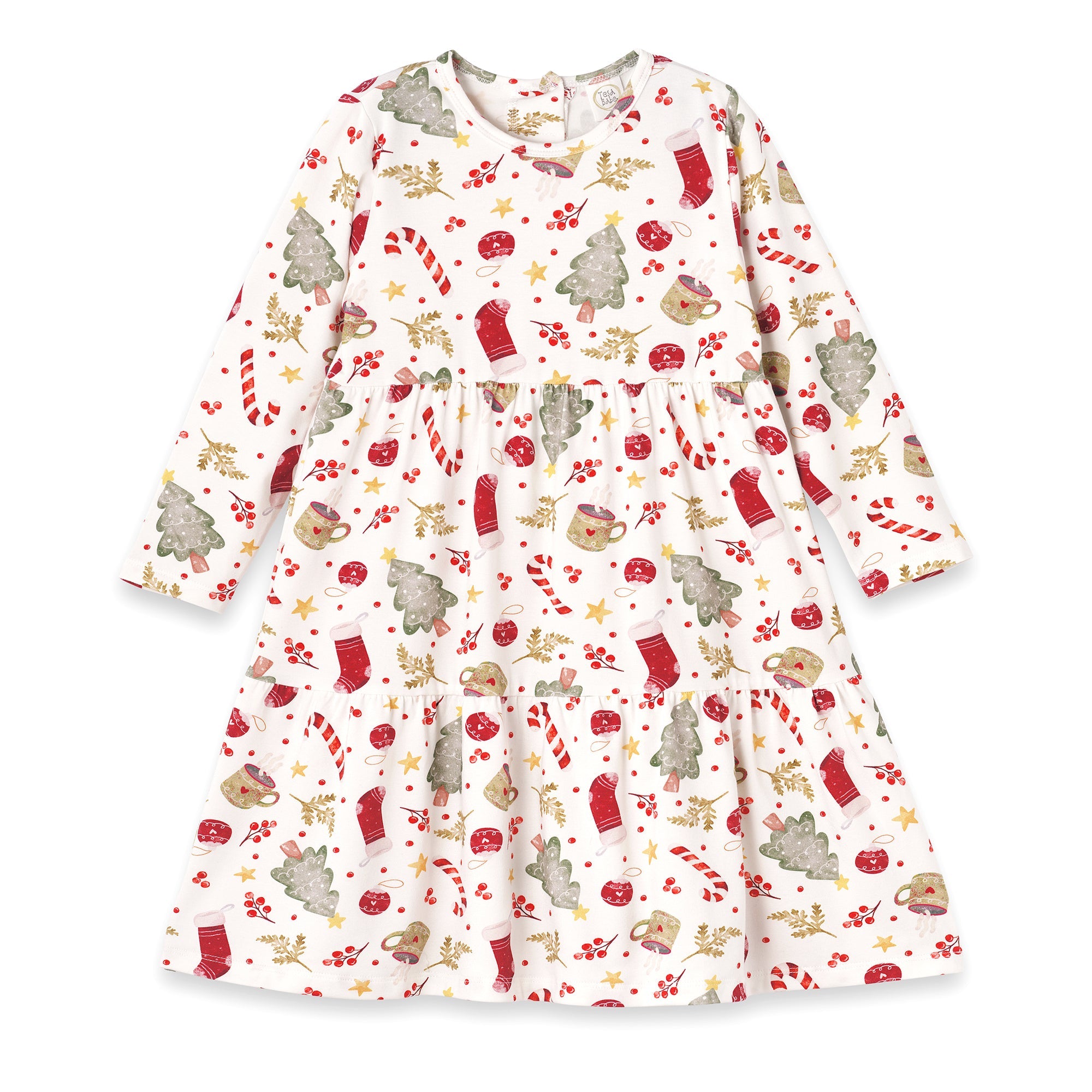 Girls’ Christmas Dress – Bamboo Holiday Tiered Twirl Dress