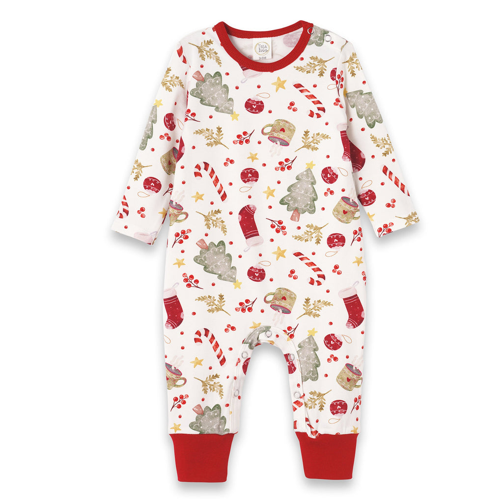 Baby Holiday Bamboo Romper – Christmas Print One-Piece