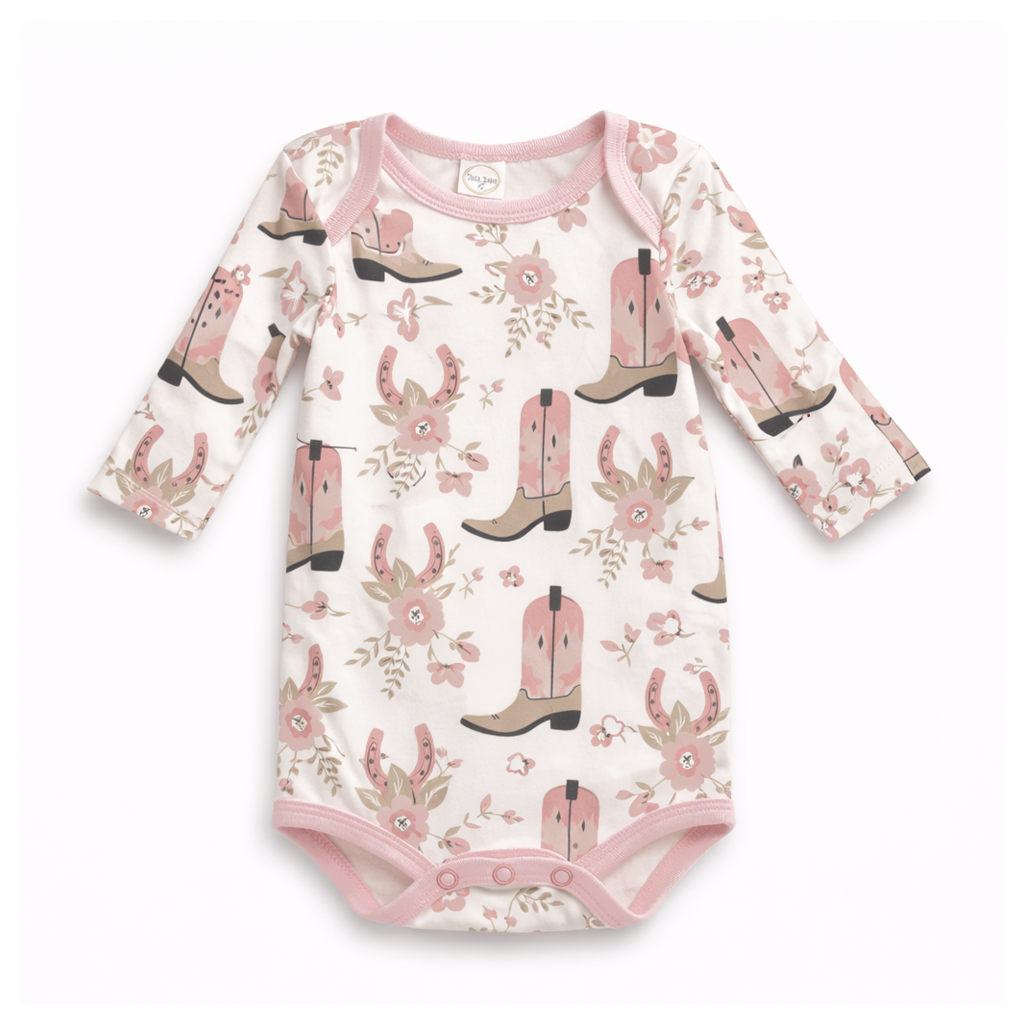 Cowgirl Boots Baby Bodysuit – Cotton Western Print