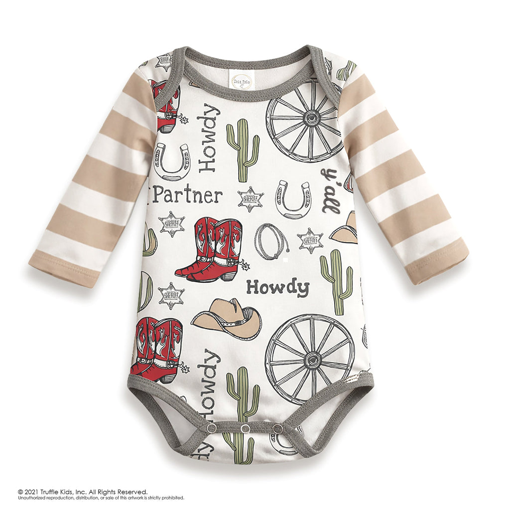 Howdy Partner Baby Bodysuit – Cotton Western Cowboy
