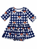 Auburn Plaid Aubie 3/4 Sleeve Twirl Bodysuit