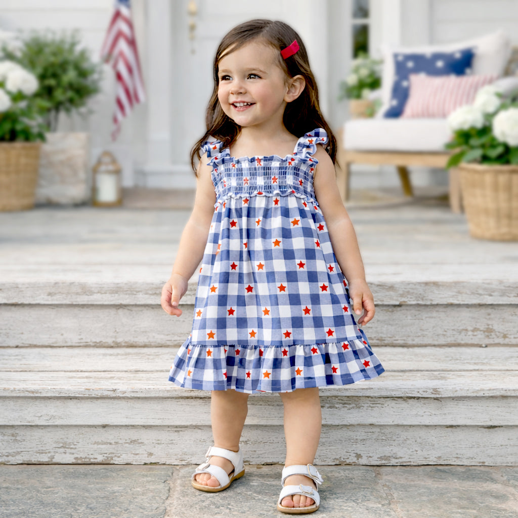 Americana Bamboo Smocked Dress - 4th of July