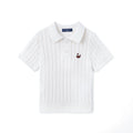 Cable Knit Polo Sweater in White