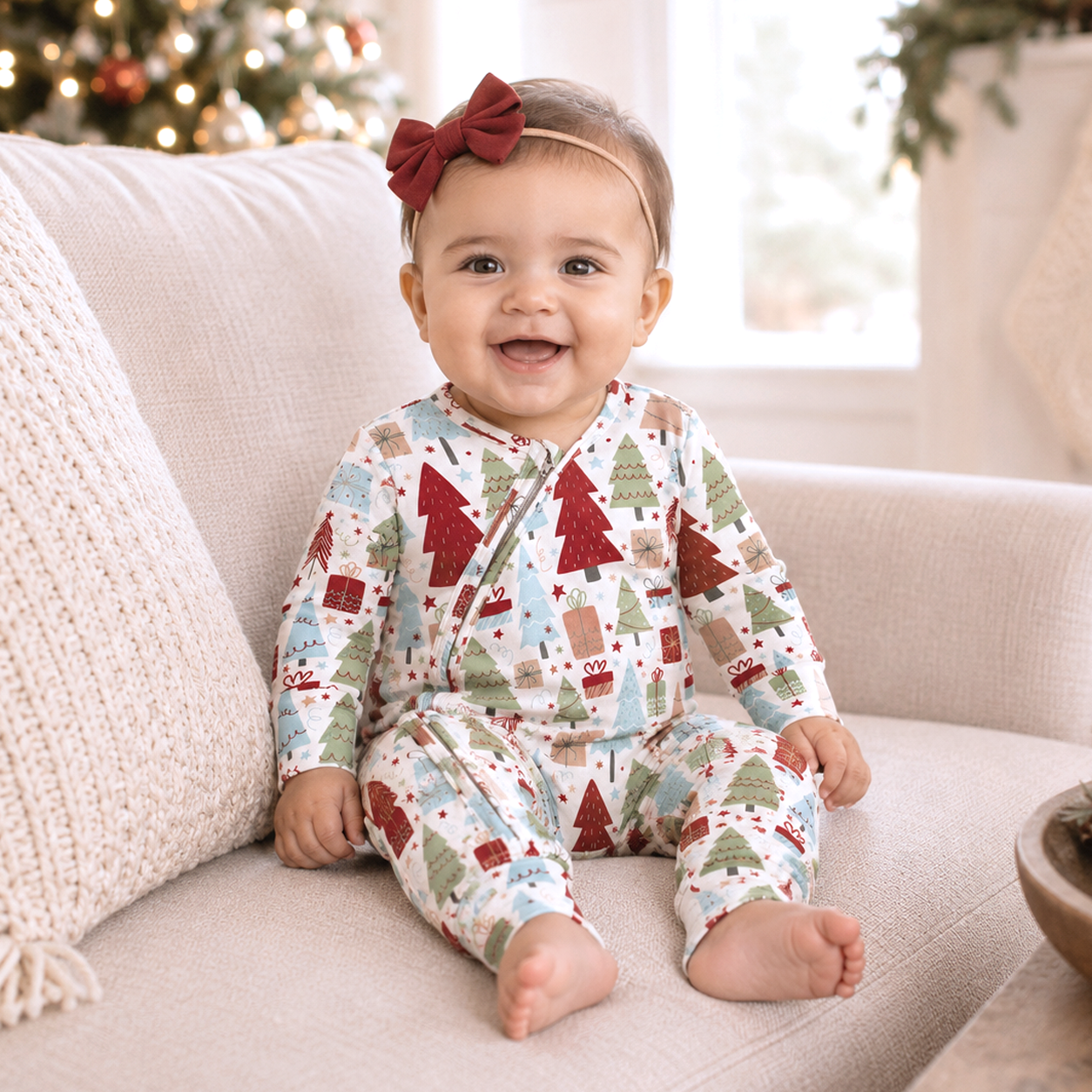 Christmas Merry Baby Bamboo Zipper Romper - Family Matching