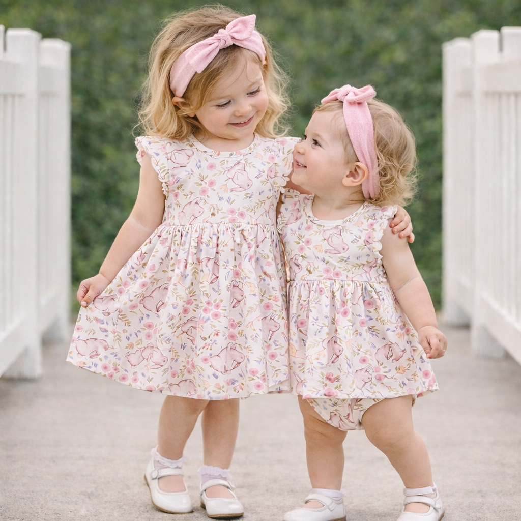 Bunny Blooms Baby Girl's Bamboo Skirted Bodysuit for Easter