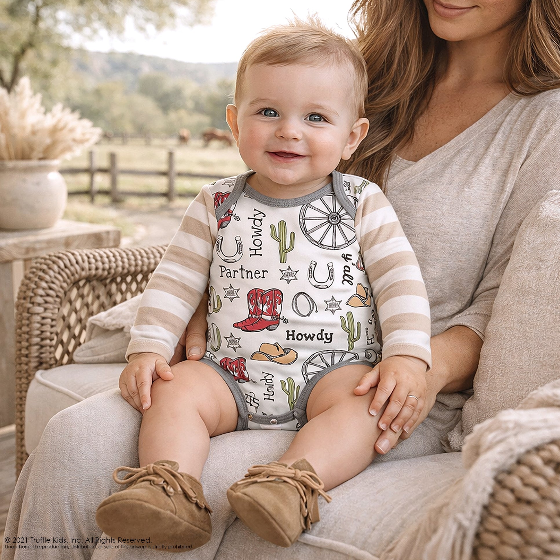 Howdy Partner Baby Bodysuit – Cotton Western Cowboy