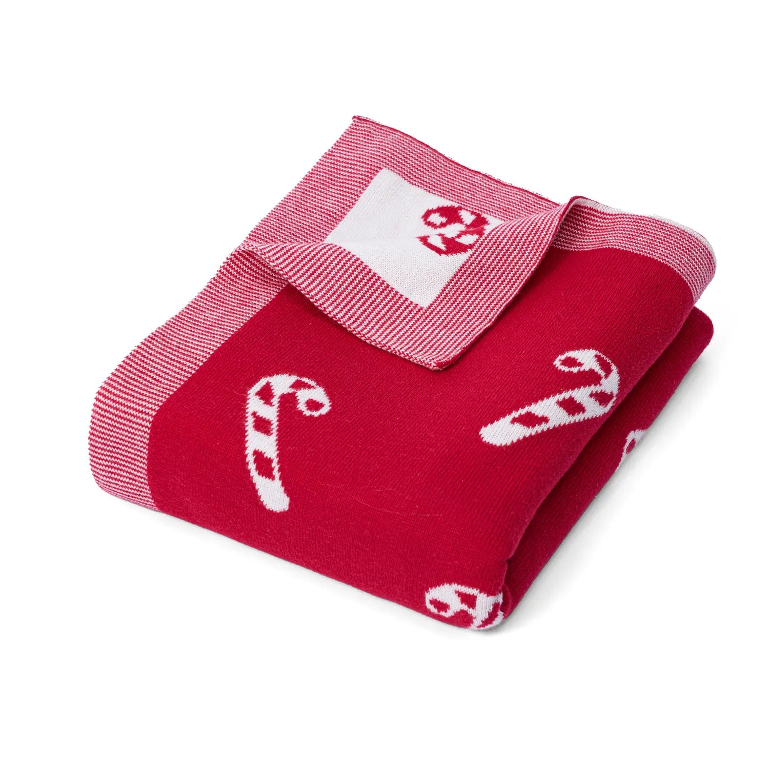 Christmas Candy Cane Jacquard Knit Baby Blanket