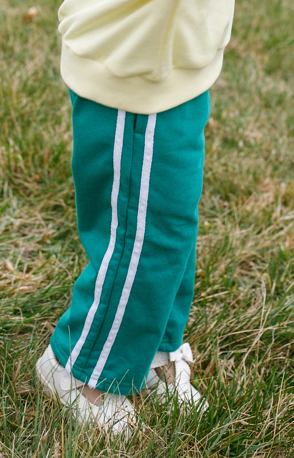 Cotton French Terry Striped Wide Leg Pants