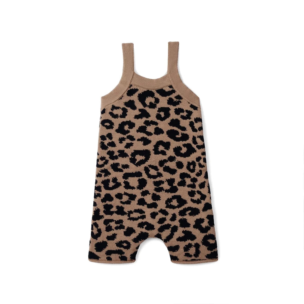 Leopard Baby Knit Playsuit