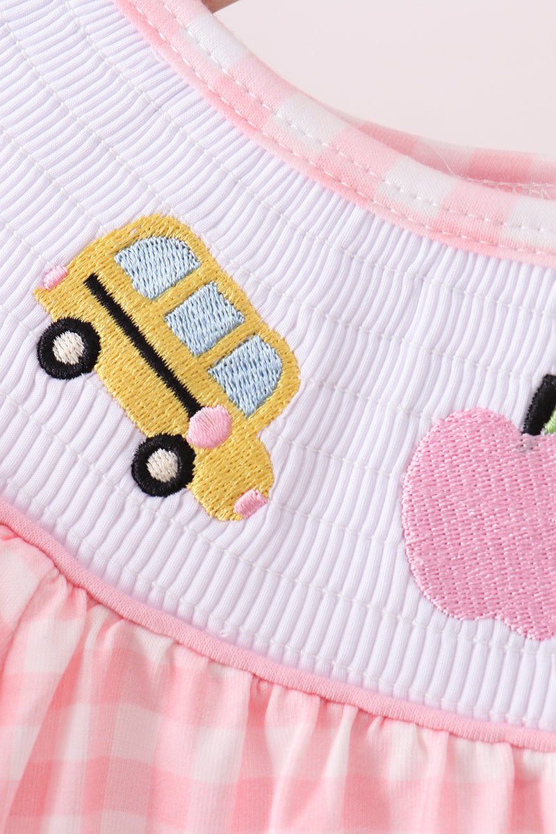 Pink Apple Bus Smocked Ruffle Set