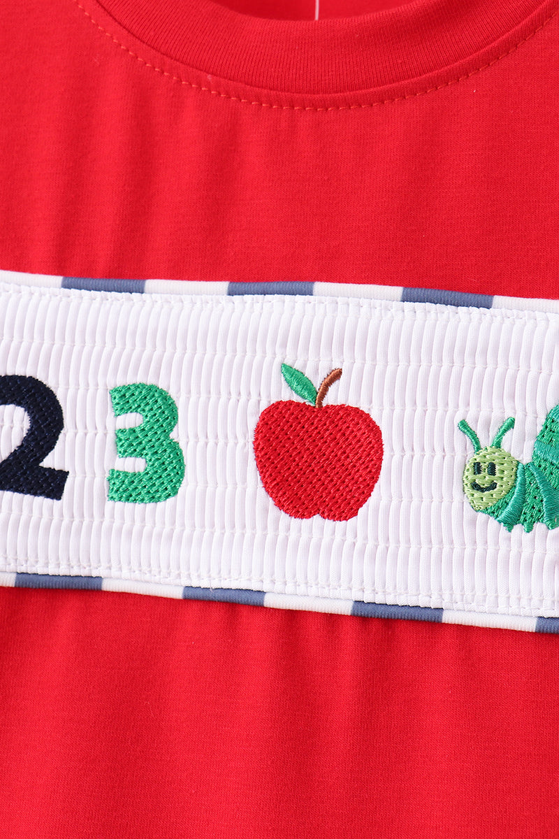 Navy Apple Smocked Gingham Set