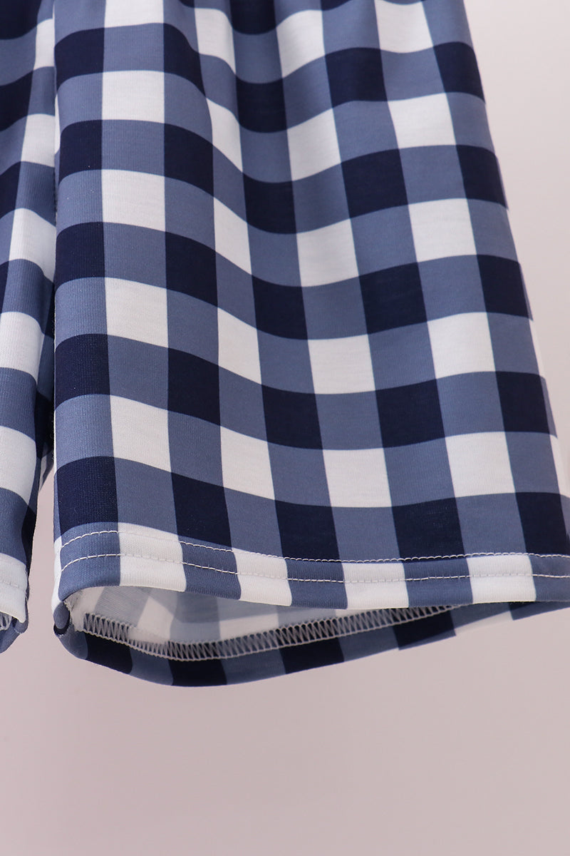 Navy Apple Smocked Gingham Set