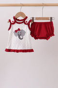 Maroon Alabama Elephant Applique Bloomer Set