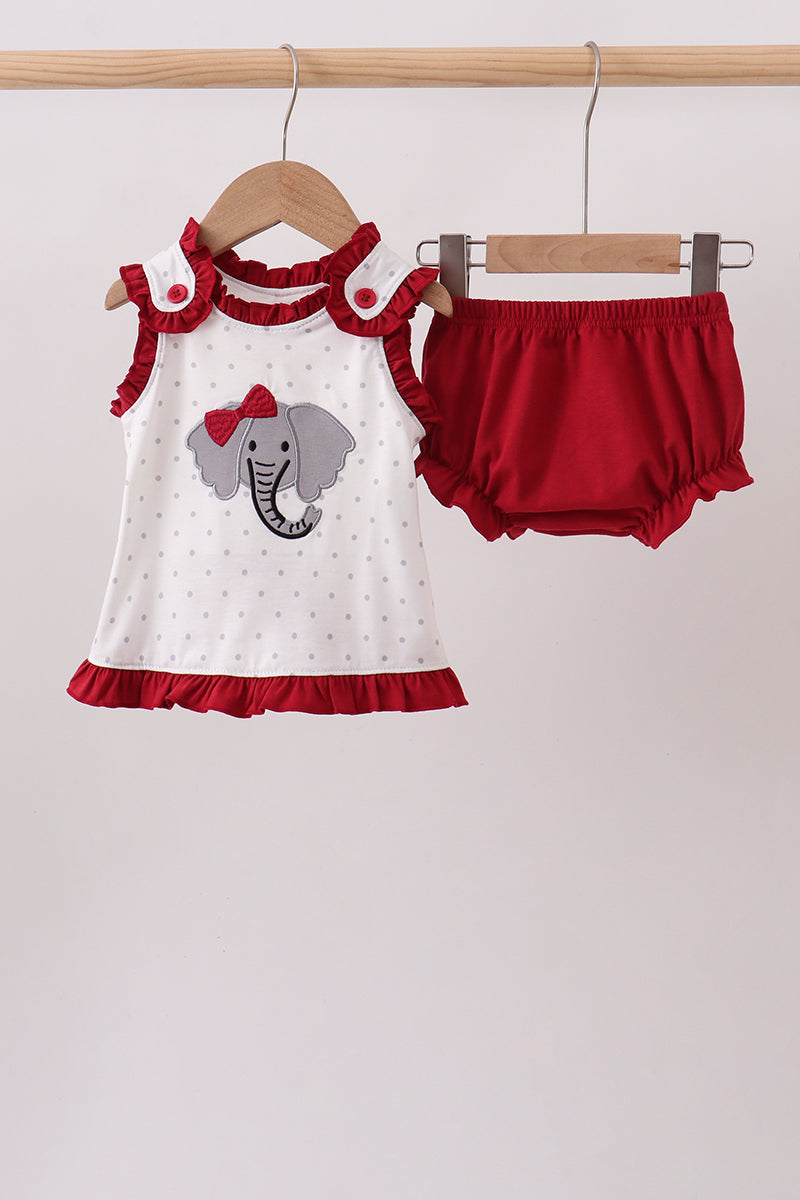 Maroon Alabama Elephant Applique Bloomer Set