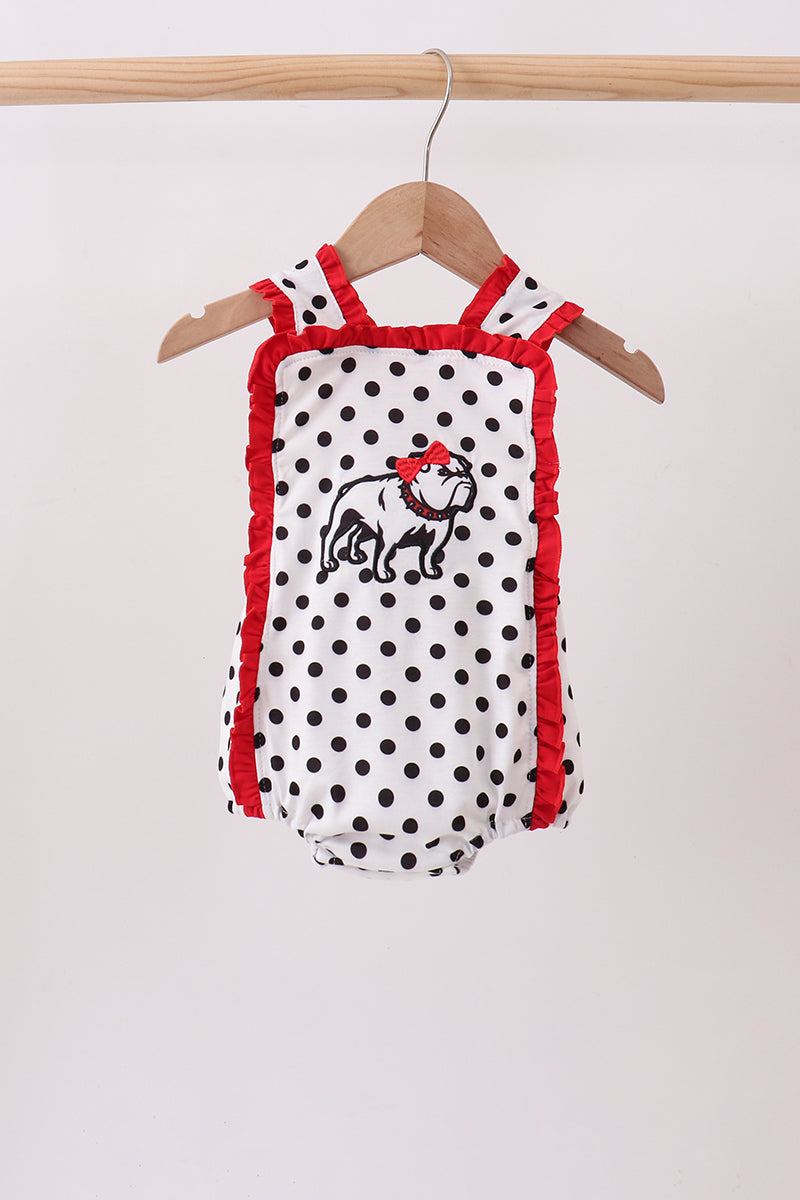 Red Georgia Bulldog Applique Ruffle Bubble