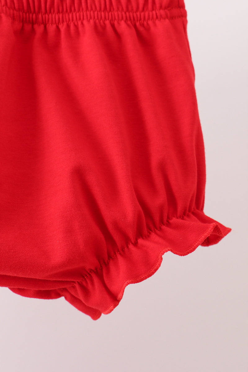 Red Georgia Bulldog Applique Ruffle Bloomer Set