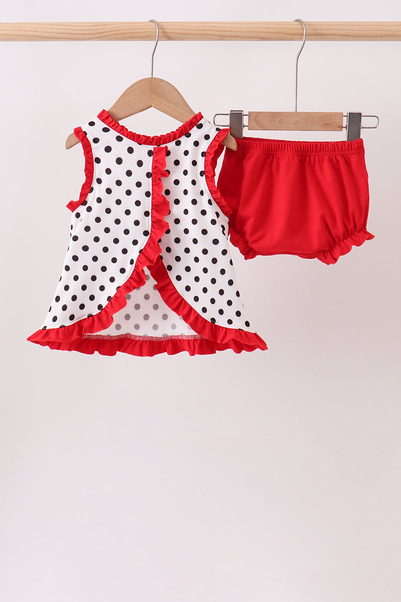 Red Georgia Bulldog Applique Ruffle Bloomer Set