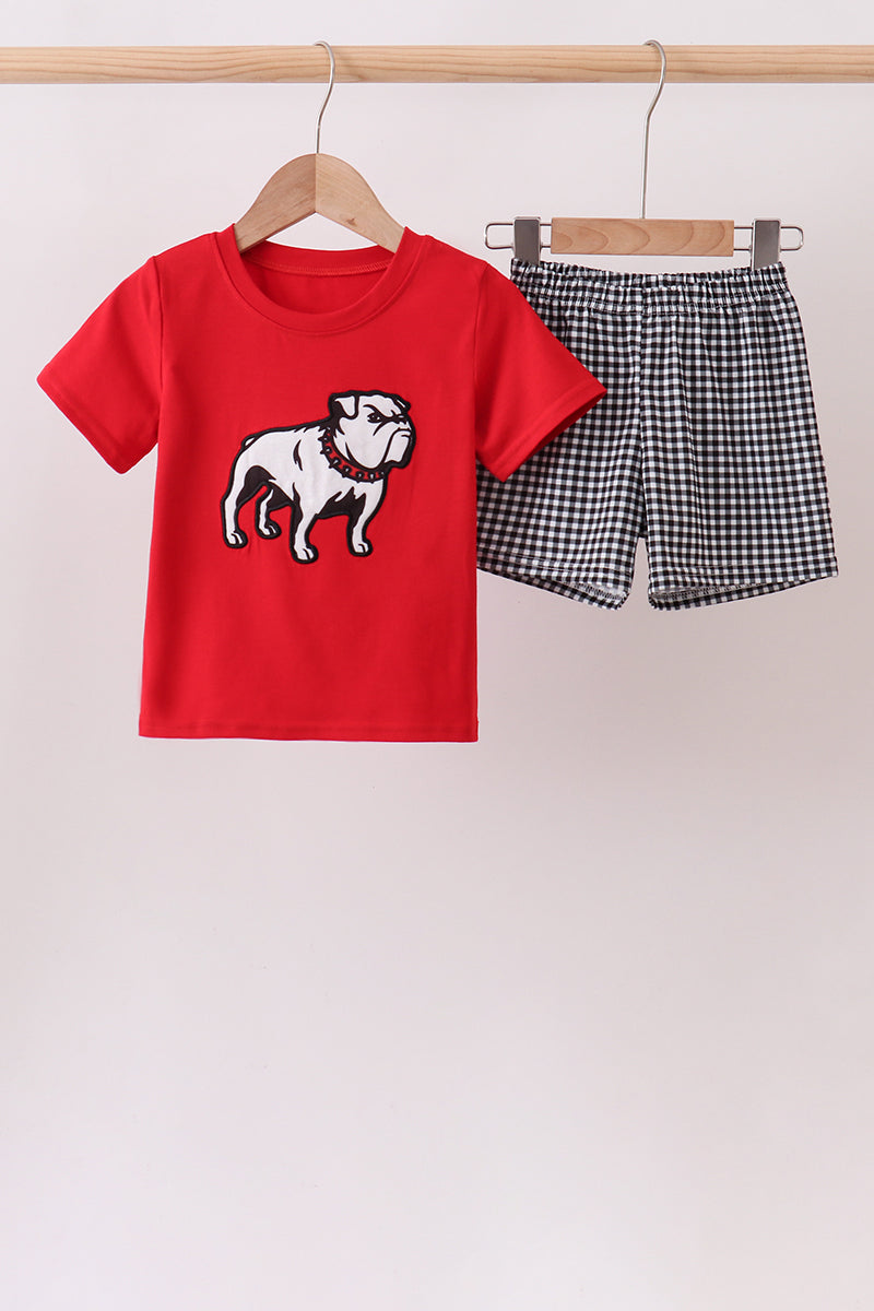 Red Georgia Bulldog Applique Shorts Set