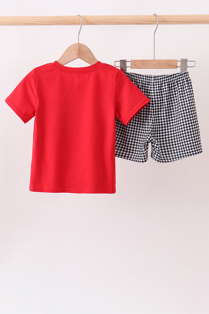 Red Georgia Bulldog Applique Shorts Set