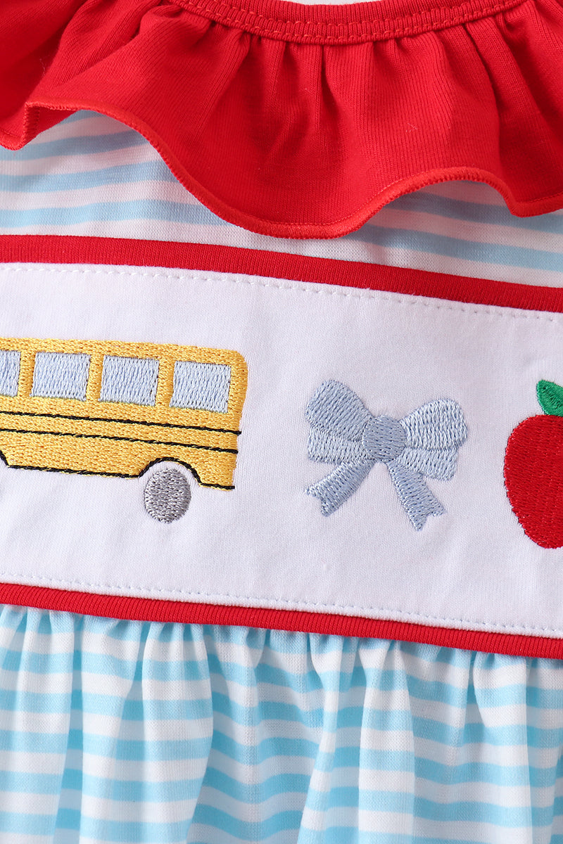 Blue Apple Pencil Embroidered Set