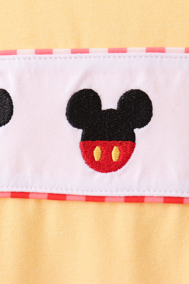 Mustard Character Plaid Embroidered Short Set