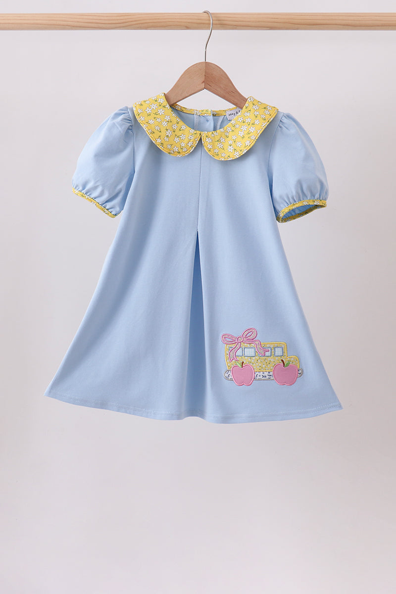 Blue Bus Floral Applique Dress