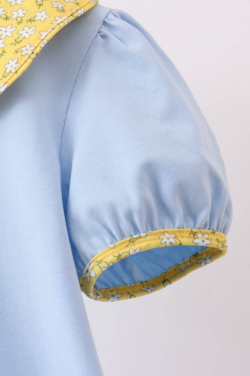 Blue Bus Floral Applique Dress
