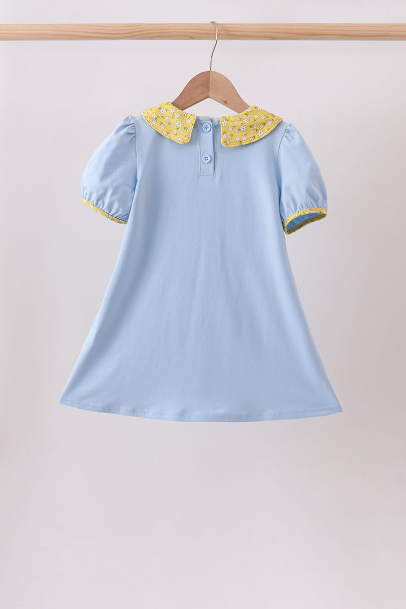 Blue Bus Floral Applique Dress