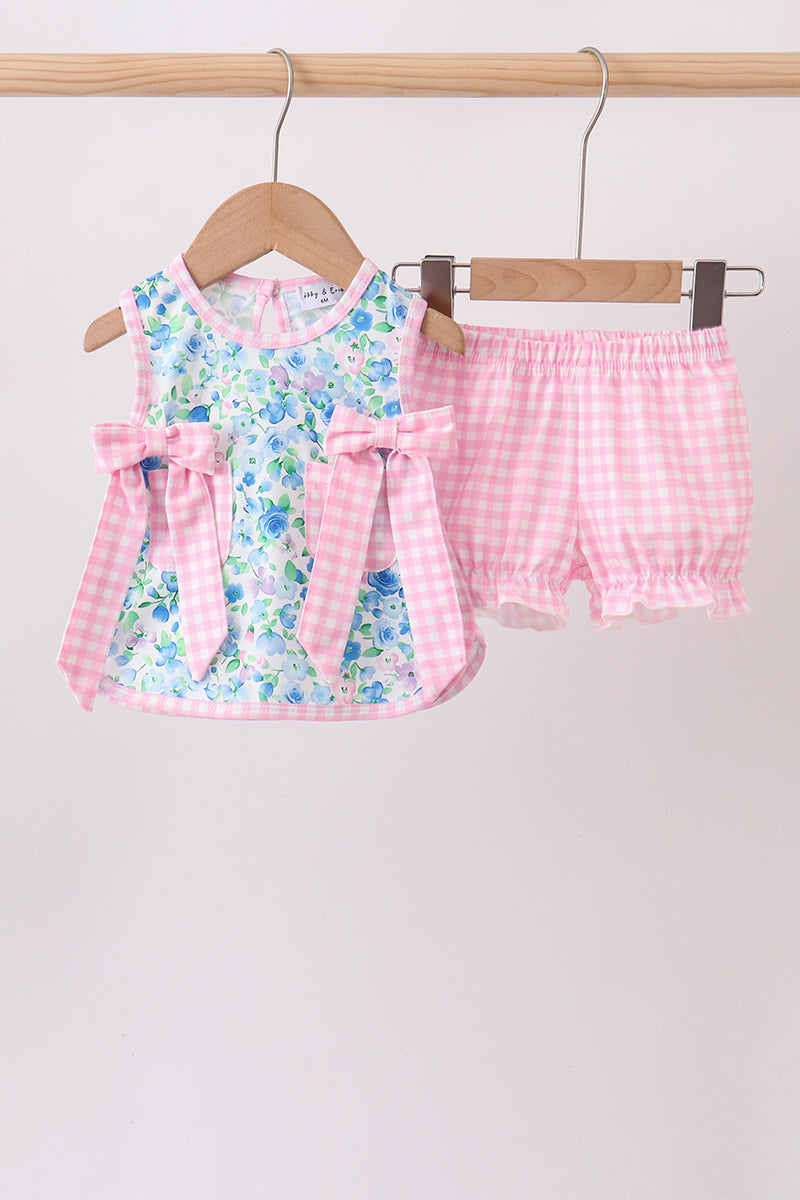 Blue Floral Bloomer Set