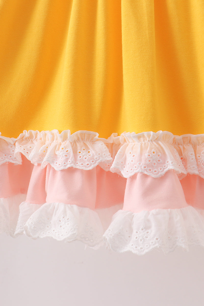 Mustard Pencil Ruffle Dress