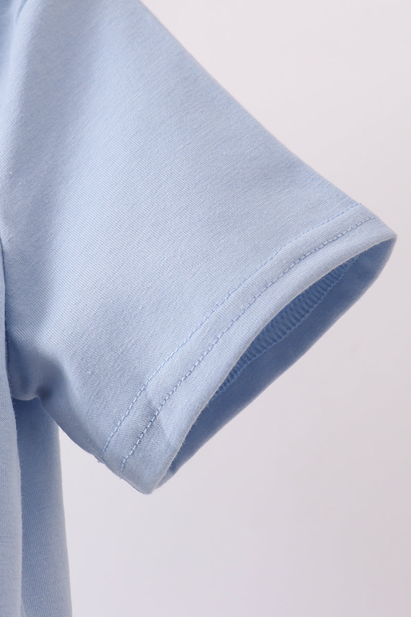 Blue Apple Appliqué Shirt