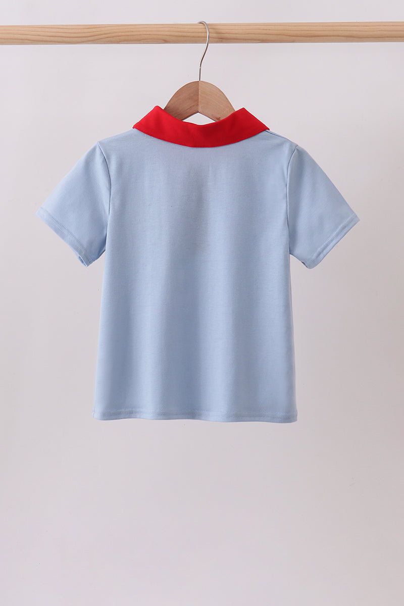 Blue Apple Appliqué Shirt