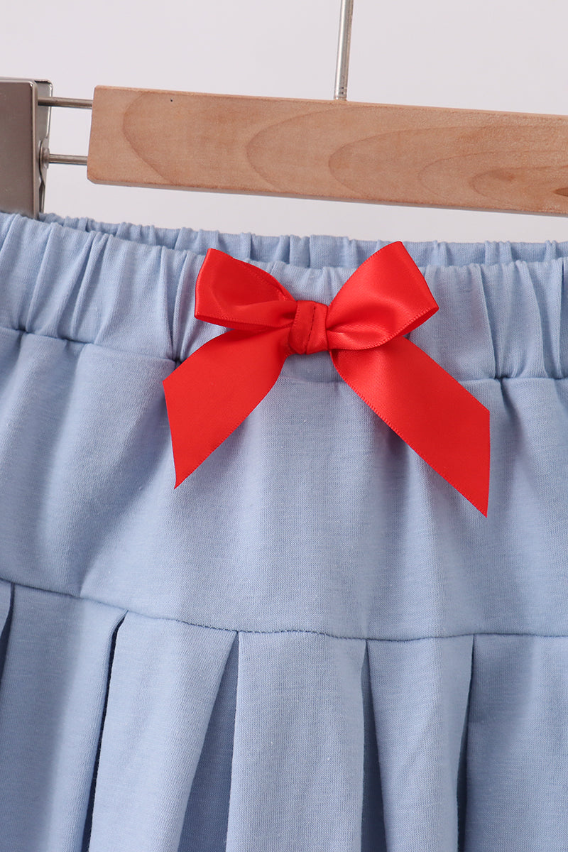 Blue Apple Embroidered Skorts Set