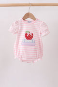 Pink Stripe Apple Book Applique Bubble