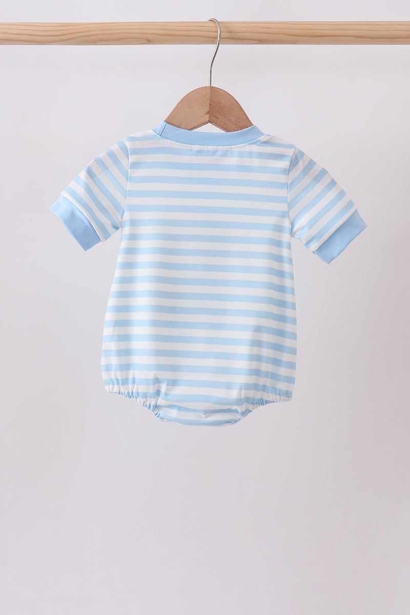 Blue Stripe Apple Book Appliqué Bubble