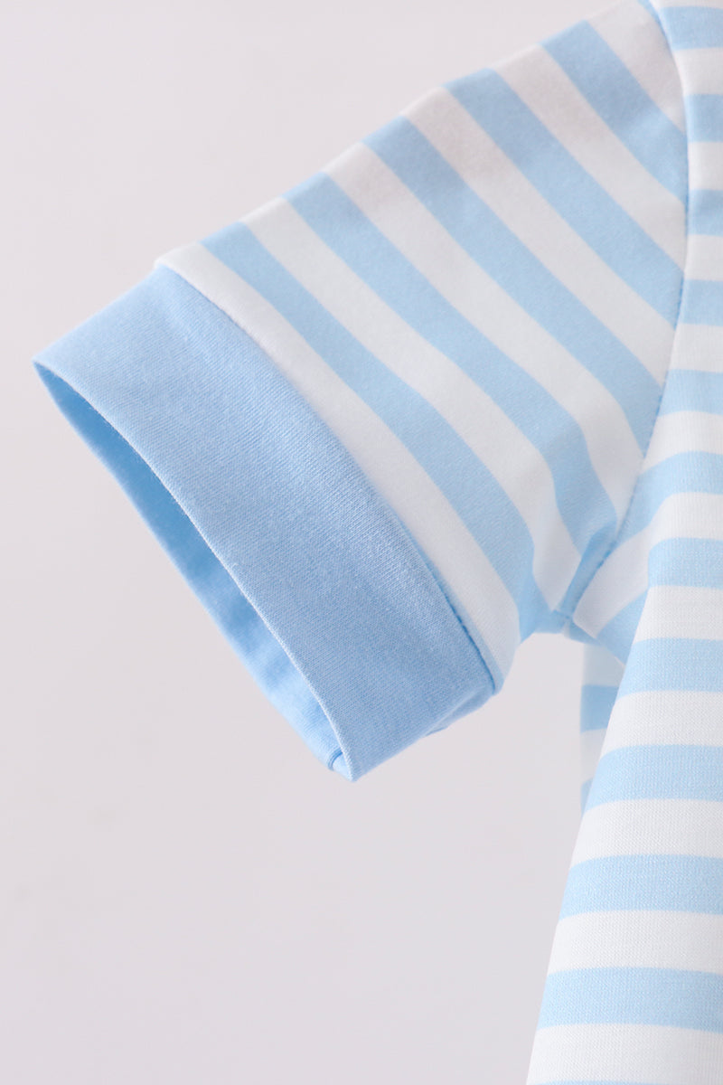 Blue Stripe Apple Book Appliqué Romper