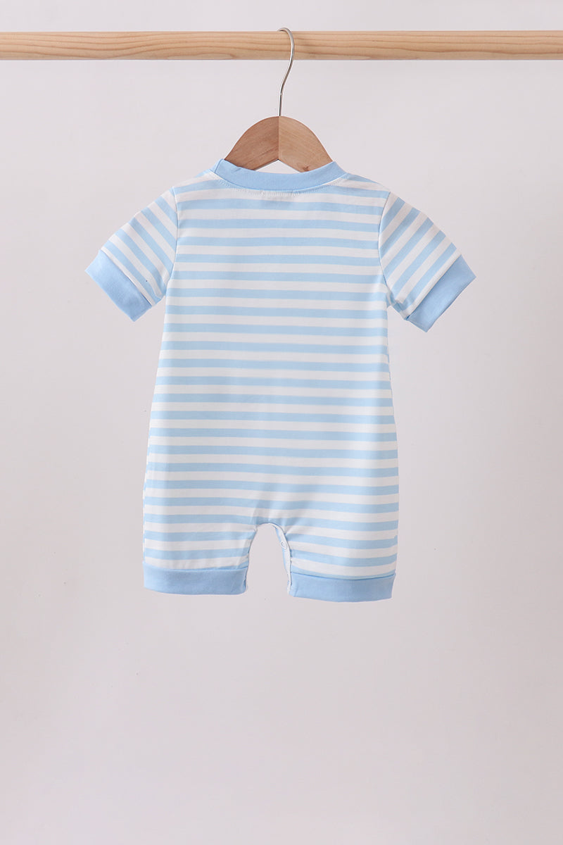 Blue Stripe Apple Book Appliqué Romper