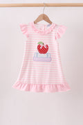 Pink Stripe Apple Book Appliqué Dress