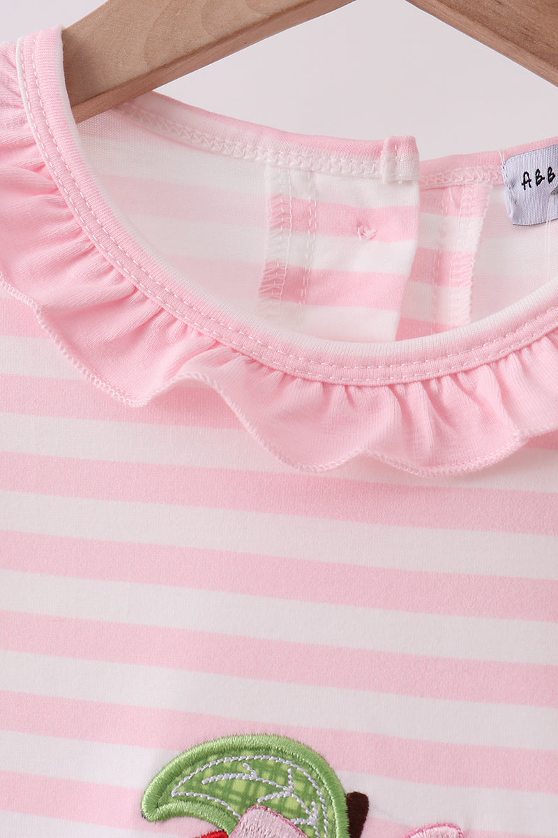 Pink Stripe Apple Book Appliqué Dress