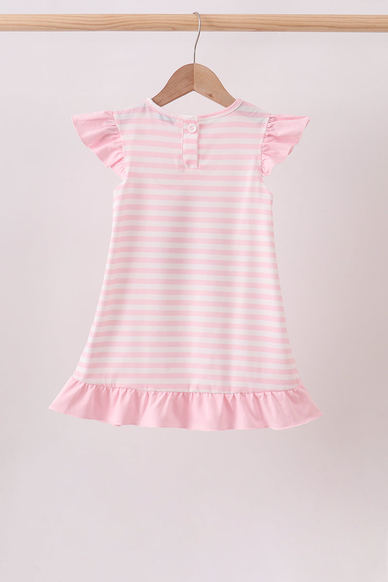 Pink Stripe Apple Book Appliqué Dress